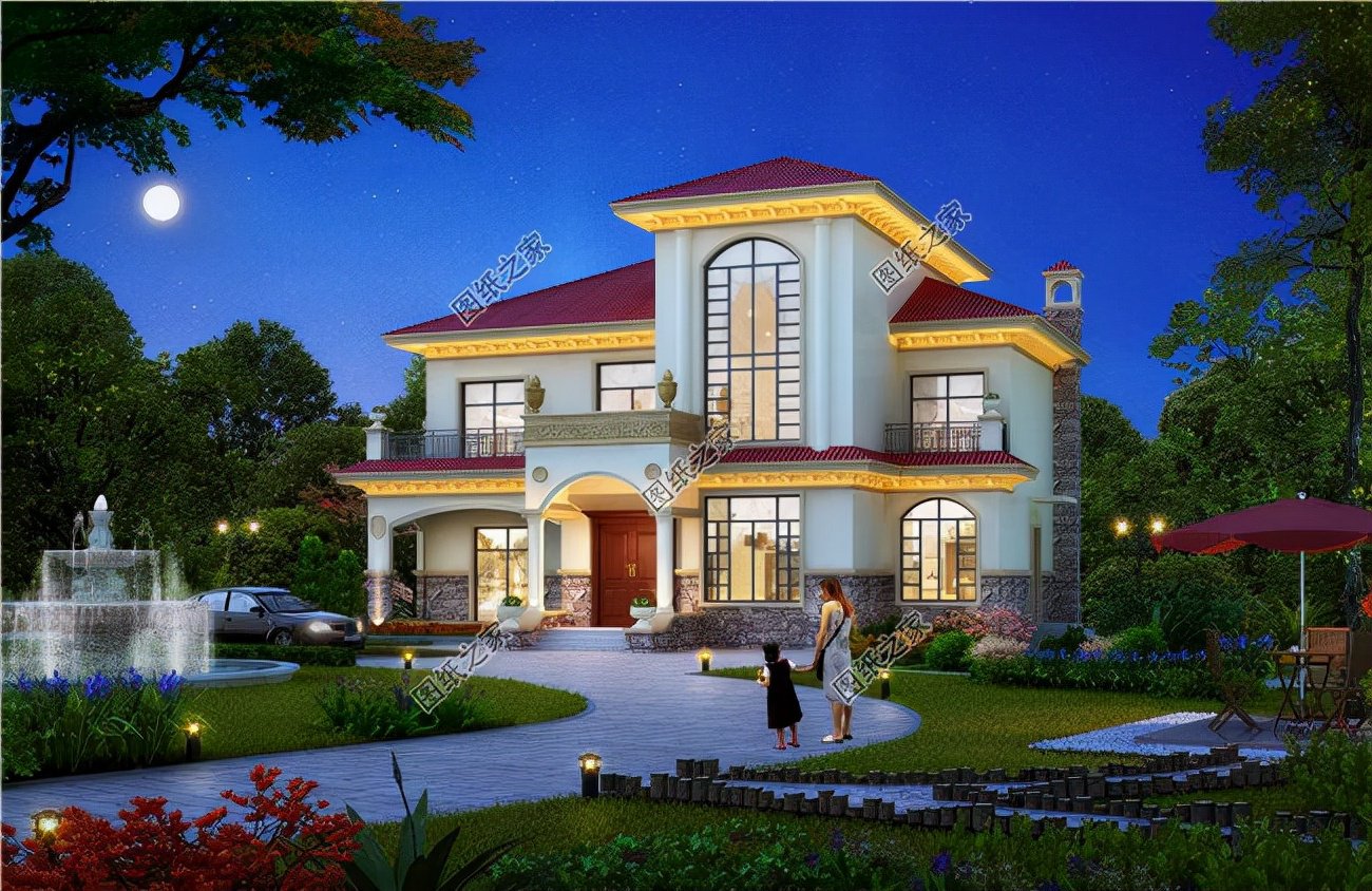 二層歐式自建房設計圖，合理設計，滿足農村生活需要