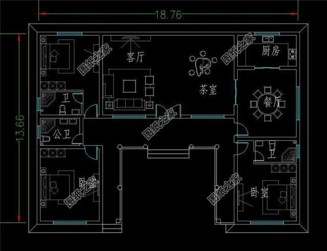 一層合院設計圖，充滿中式氣息，穿越千年的設計理念