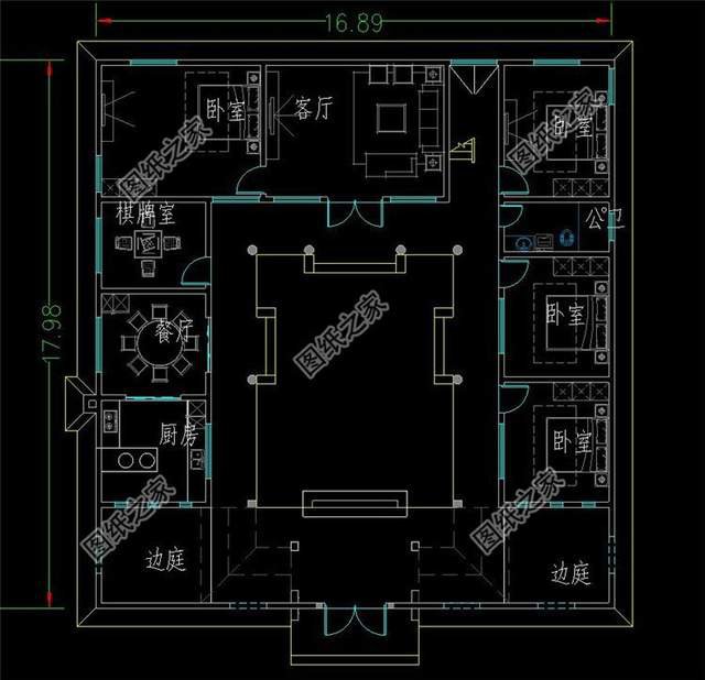 一層合院設計圖，充滿中式氣息，穿越千年的設計理念