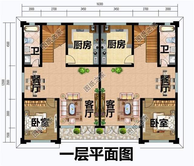 雙拼兄弟別墅設計圖，家里兩兄弟感情好，蓋雙拼最合適