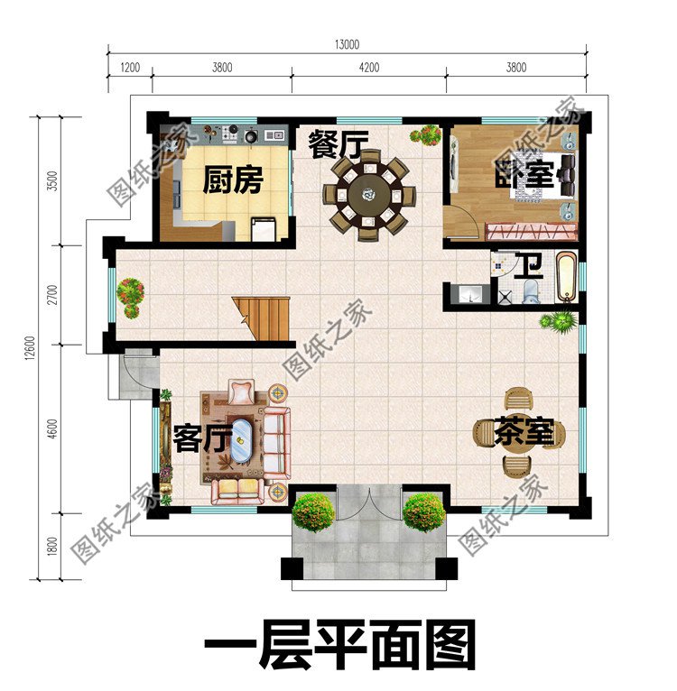四層農村別墅設計圖一層布局圖