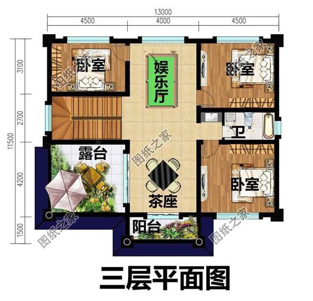二層半別墅設計圖，安靜、舒適、寬敞，滿足居住需求