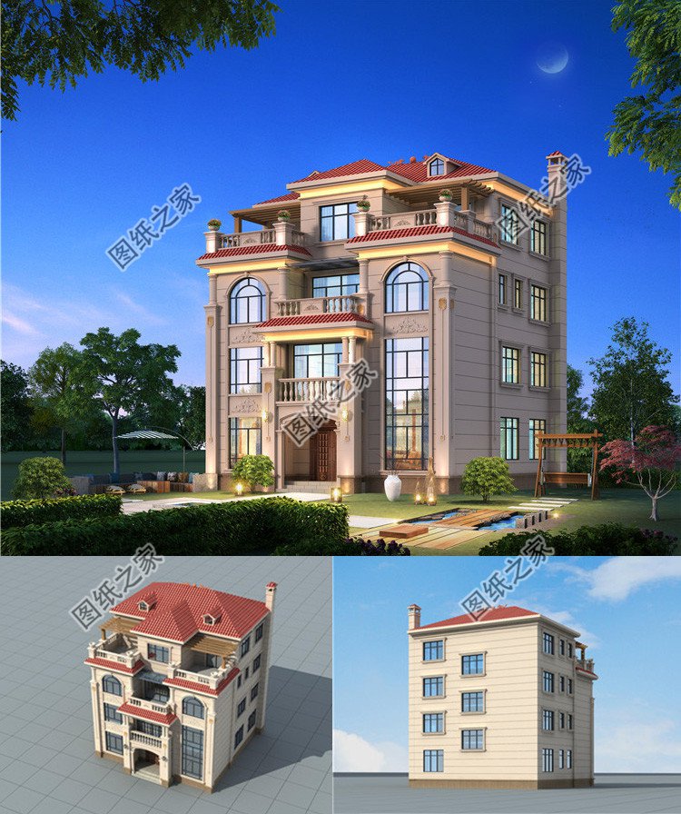 農村四層霸氣別墅設計圖效果圖