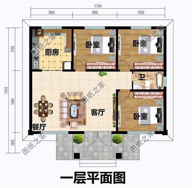 鄉村一層養老房，麻雀雖小五臟俱全
