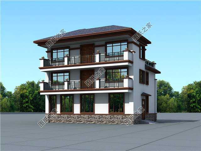 新中式三層自建房圖紙，不過時的設計，在老家建一棟揚名百年