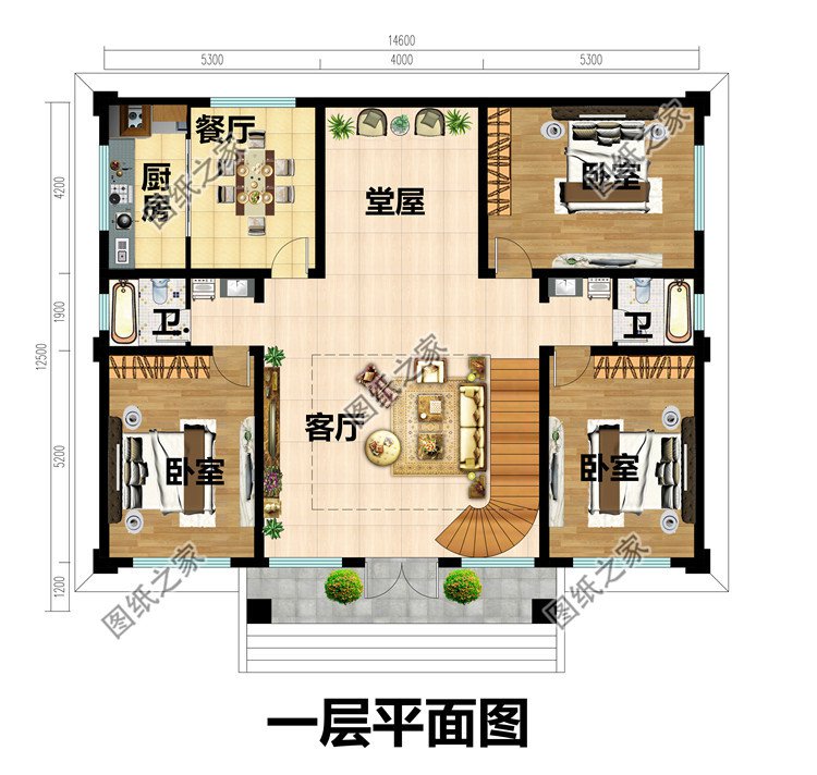 14.6&times;12米三層豪華小別墅