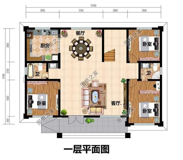 二層大面寬別墅圖紙，外觀氣勢有力，內部布置實用