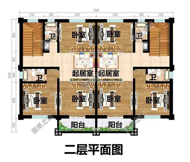 兄弟三層雙拼房設計圖，鄉村別墅還可以這建看到效果圖就愛了