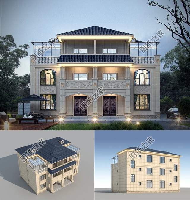 兄弟三層雙拼房設計圖，鄉村別墅還可以這建看到效果圖就愛了