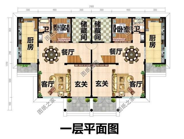 兄弟三層雙拼房設計圖，鄉村別墅還可以這建看到效果圖就愛了