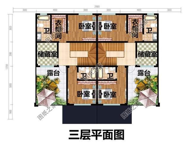 兄弟三層雙拼房設計圖，鄉村別墅還可以這建看到效果圖就愛了