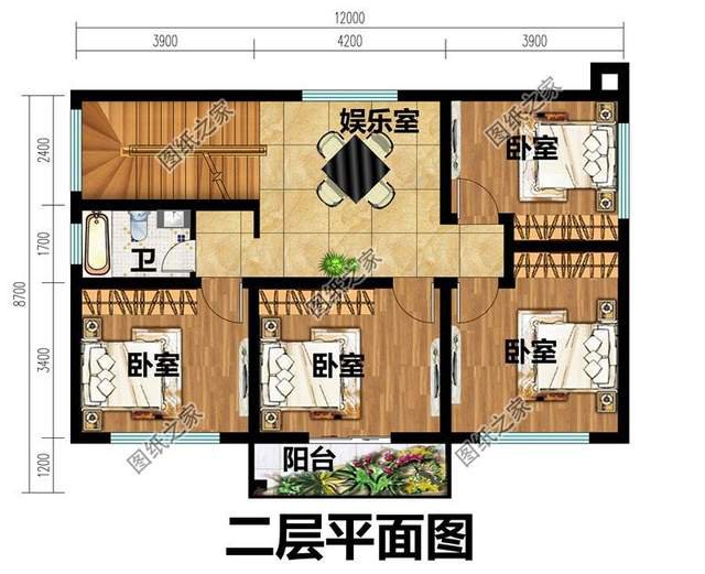 鄉村二層小洋樓設計，造型方正，層次多變，外觀豪華大氣