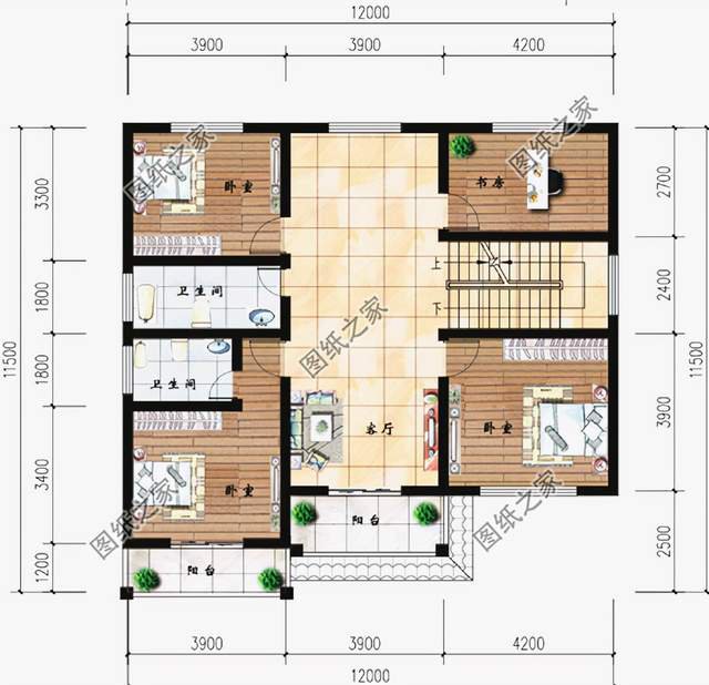 鄉村二層小洋樓設計，造型方正，層次多變，外觀豪華大氣