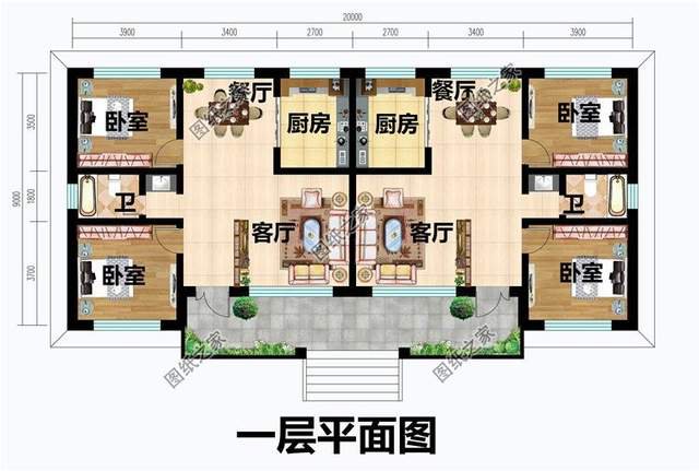 便宜雙拼別墅設(shè)計，造價實惠，起居互不打擾