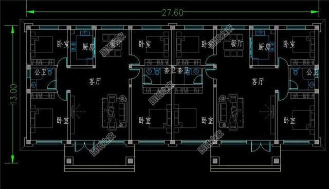 便宜雙拼別墅設(shè)計，造價實惠，起居互不打擾