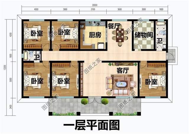 農(nóng)村五開間房屋設(shè)計圖，大面寬也能造就別墅夢