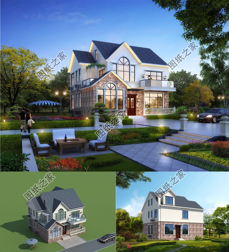 新農村美式兩層別墅設計圖效果圖