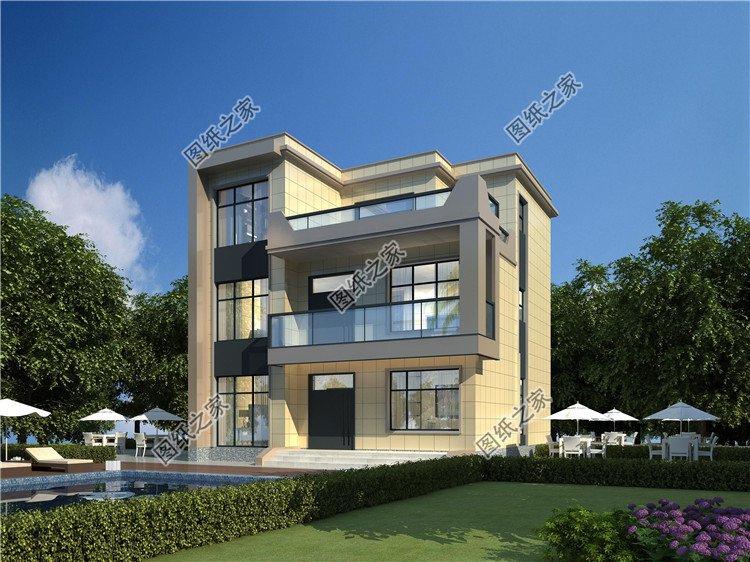 100平三層小別墅設計圖外觀