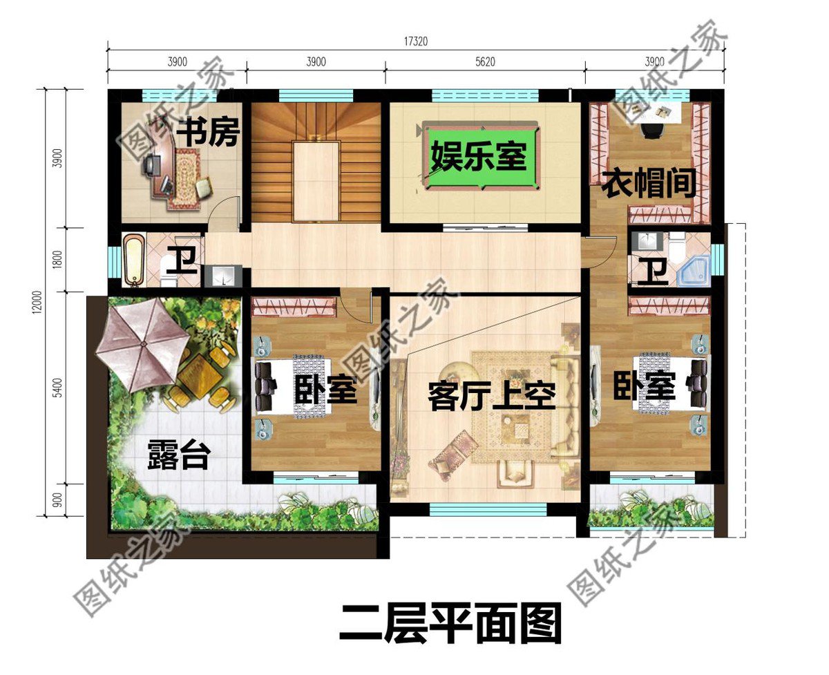 二層現代平屋頂別墅設計，大面積的露臺，居住會更舒適一些