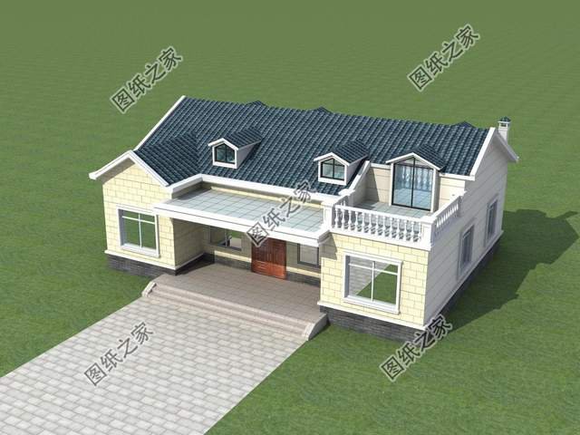 一層半農(nóng)村別墅帶閣樓，給人簡單高級的感受，整棟房子明亮干凈