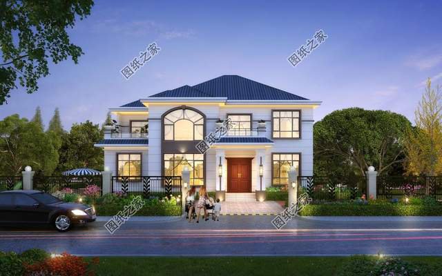 二層歐式農(nóng)村自建房設(shè)計(jì)，外觀(guān)造型唯美浪漫，白墻磚增添溫馨感