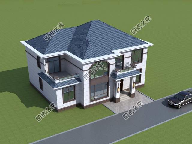 二層歐式農(nóng)村自建房設(shè)計(jì)，外觀(guān)造型唯美浪漫，白墻磚增添溫馨感