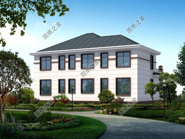 二層歐式農(nóng)村自建房設(shè)計(jì)，外觀(guān)造型唯美浪漫，白墻磚增添溫馨感