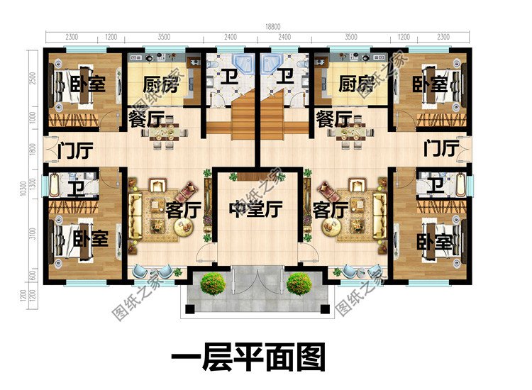 農村三層雙拼別墅設計圖