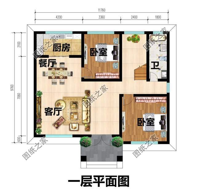 簡約三開間二層別墅，二樓小露臺，閑坐聊天好不愜意