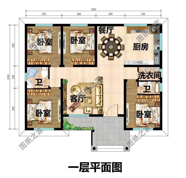 農(nóng)村一層舒適自建房屋，具有鄉(xiāng)村風(fēng)情的精致別墅，遠(yuǎn)離了都市塵囂