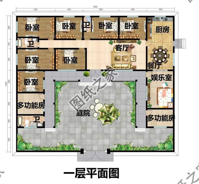 大戶型一層別墅帶庭院設計，他鄉縱有當頭月，不及家鄉一盞燈