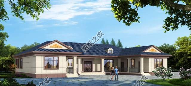 大戶型一層別墅帶庭院設計，他鄉縱有當頭月，不及家鄉一盞燈