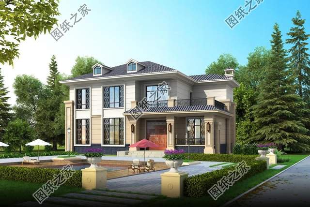 二層帶堂屋別墅設計圖，擺脫平凡無聊的生活，向往簡單自然的空間