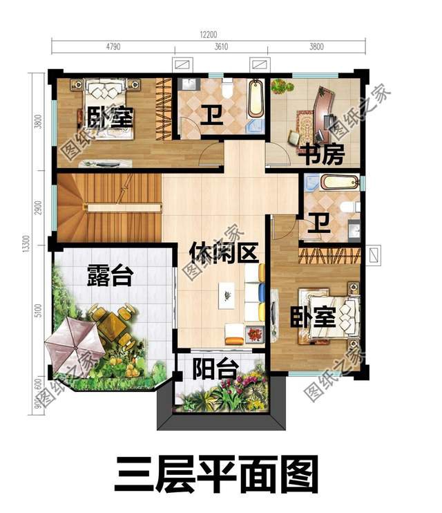 三層農村自建房帶地下室設計，戶型更為通透，顯得空間寬敞大氣