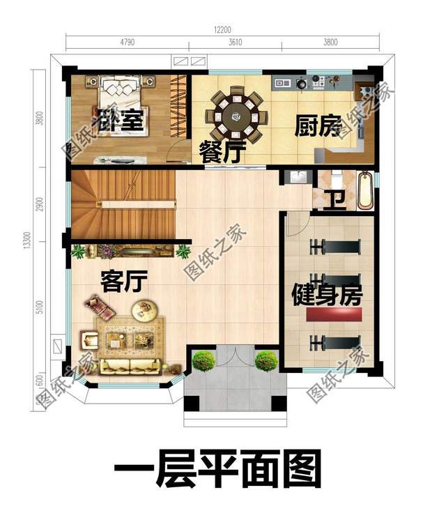 三層農村自建房帶地下室設計，戶型更為通透，顯得空間寬敞大氣