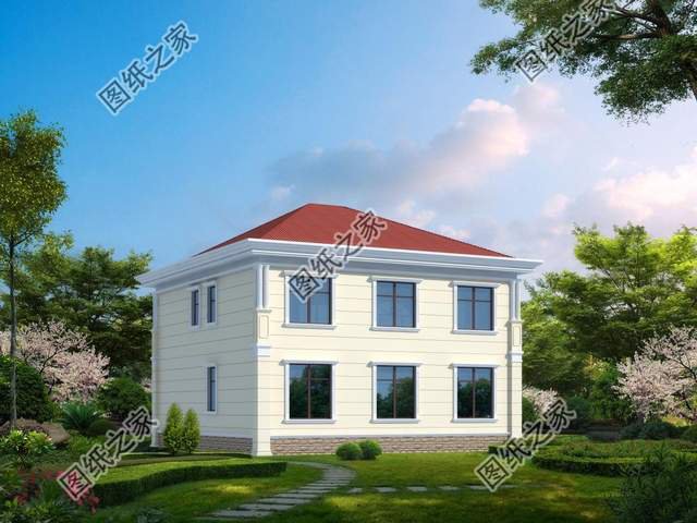 農(nóng)村歐式雙層自建房，帶有傳統(tǒng)歐式元素，適合喜愛歐式建筑的自建