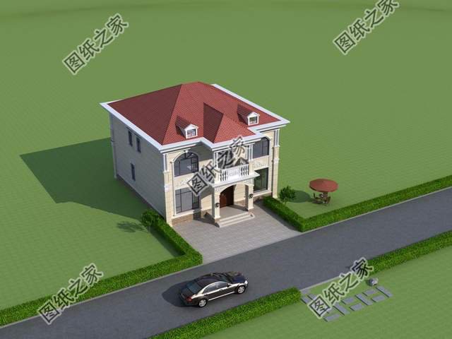 農(nóng)村歐式雙層自建房，帶有傳統(tǒng)歐式元素，適合喜愛歐式建筑的自建