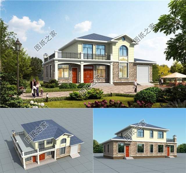 帶車庫的二層自建房，中國本土式住宅設計，符合國人的生活習慣