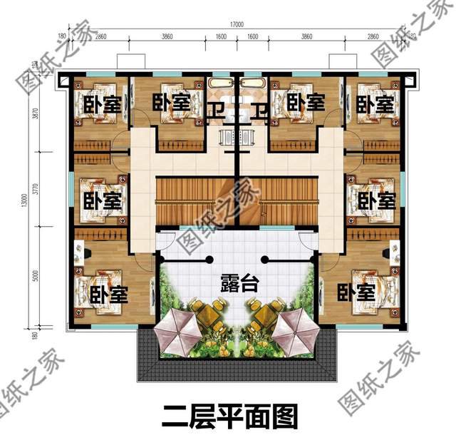 雙拼四合院別墅設計圖，外觀造型古典大氣，內部更顯格調檔次