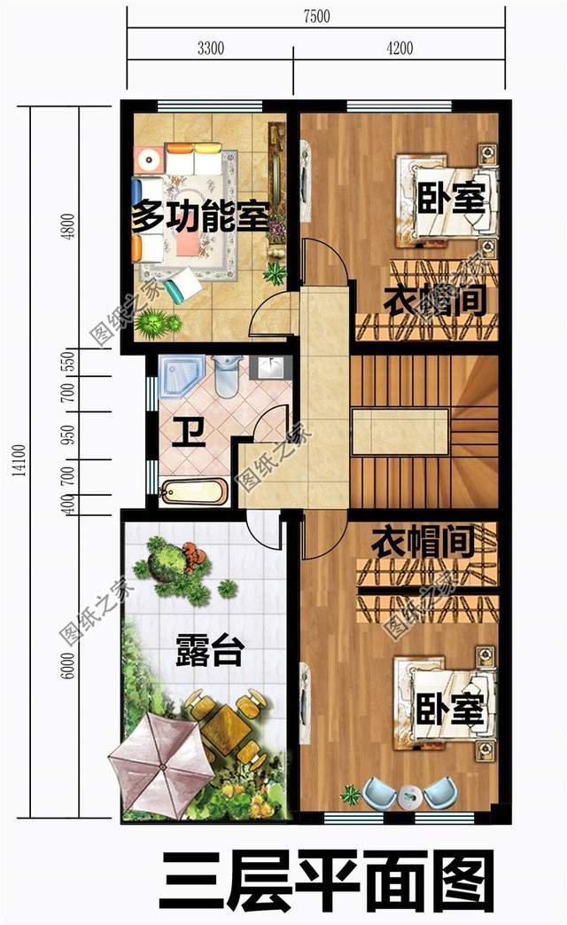 小面積三層別墅帶車庫，開間8米能帶車庫，功能齊全不像小戶型