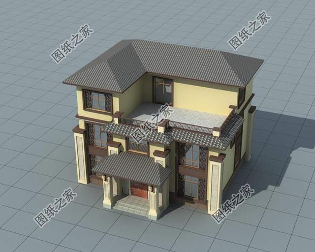 新中式三層自建房，簡單現代風情，包含濃厚東方神秘色彩