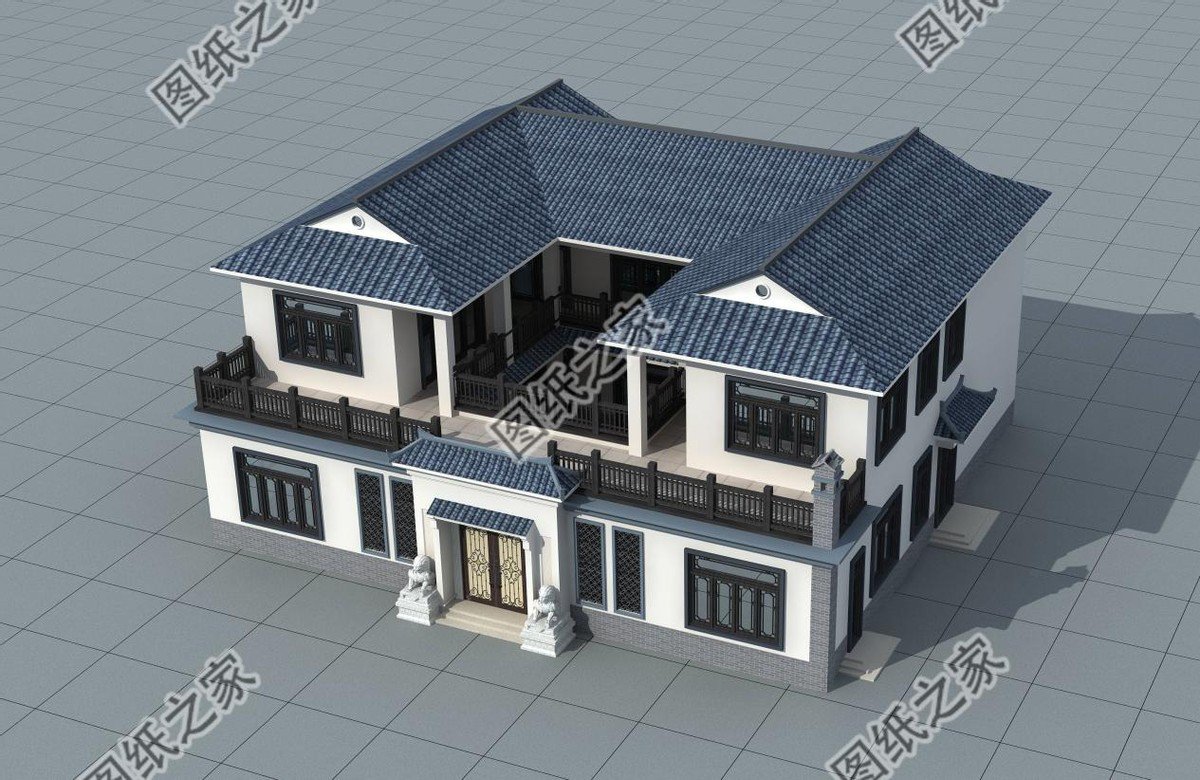 新中式庭院住宅設計，色彩搭配簡潔樸素，中式特色融合很好