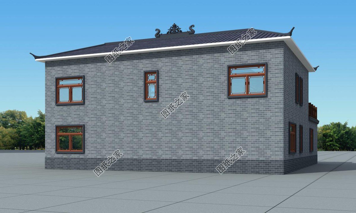 新中式庭院住宅設計，色彩搭配簡潔樸素，中式特色融合很好