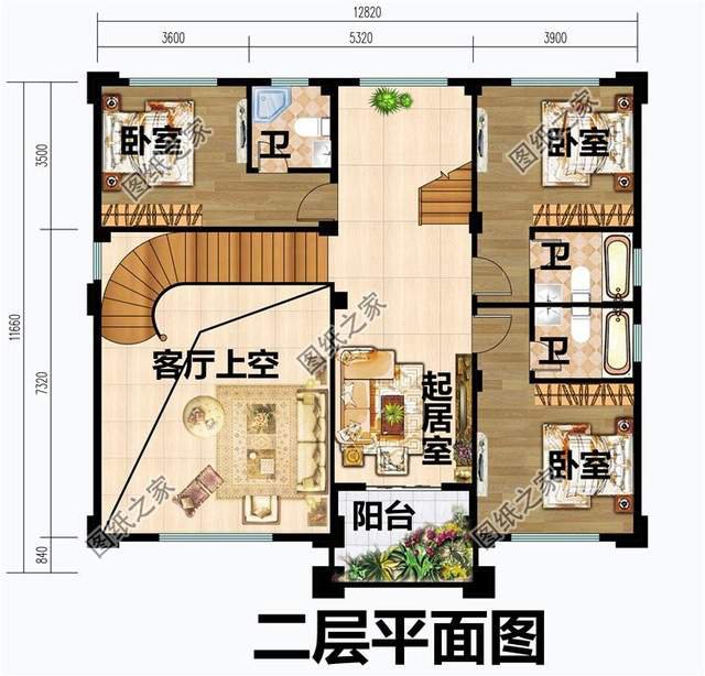 挑空農村別墅設計，室內空間大氣，居住起來會更加舒適