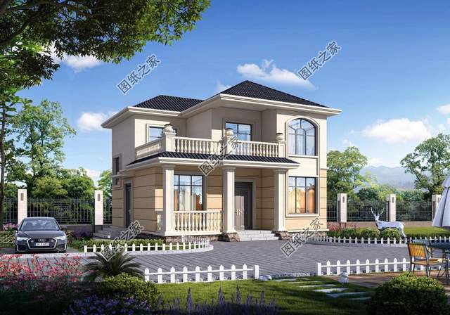 簡約二層別墅，占地不到百平，外觀簡潔適合小戶型建造