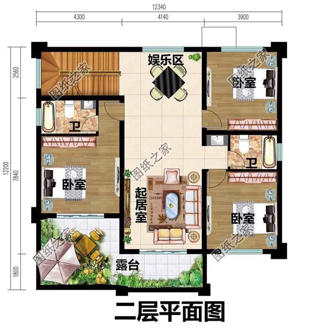 二層別墅帶老虎窗設計，最經典的建房戶型，空間舒適