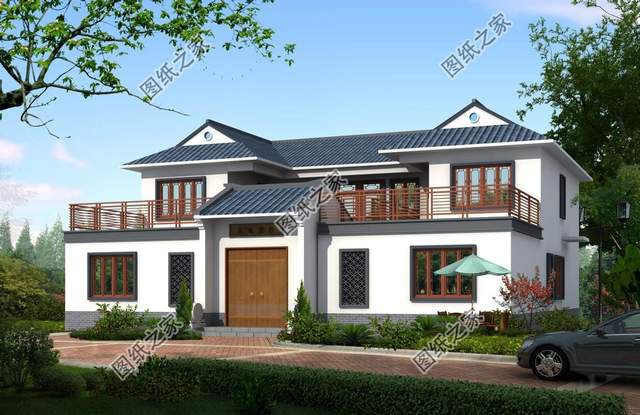 農村中式庭院別墅設計，白墻黛瓦搭配上超大庭院，美到懷疑人生