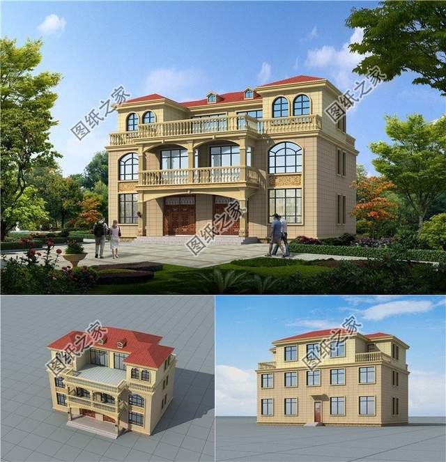 五套雙拼別墅設計，血濃于水的親情，一起建房互相幫襯還省錢