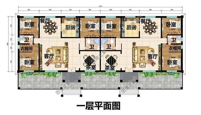 五套雙拼別墅設計，血濃于水的親情，一起建房互相幫襯還省錢