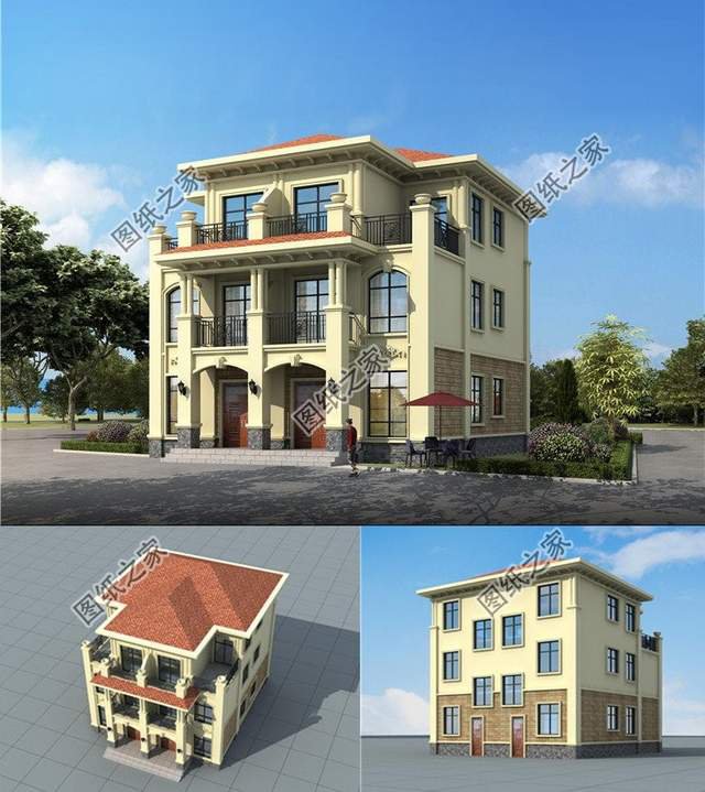 五套雙拼別墅設計，血濃于水的親情，一起建房互相幫襯還省錢